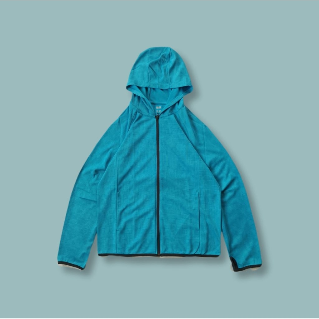 Uniquesport - Jaket Olahraga Running Uniqlo Dry-ex Anti Bacterial Blue Second L