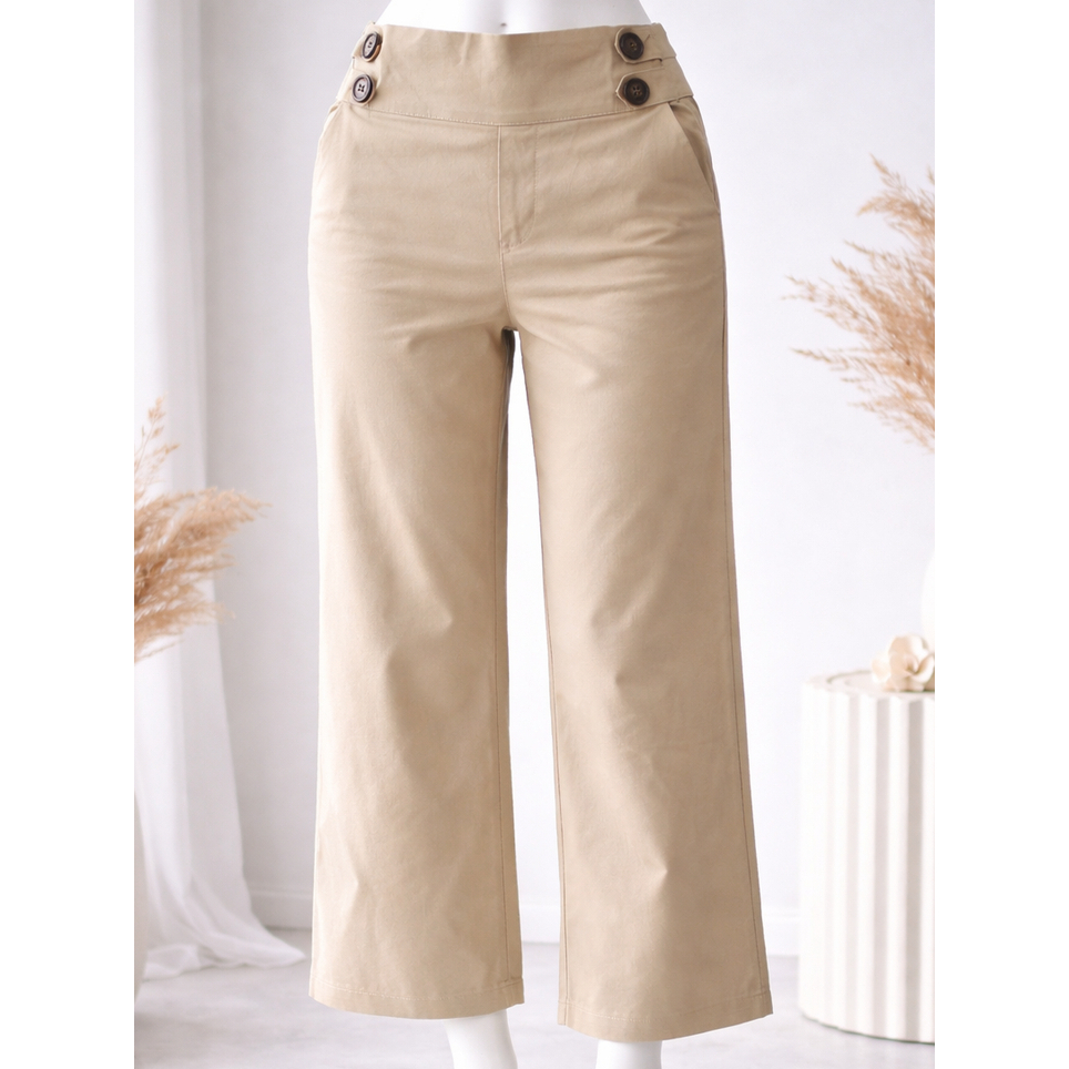 Celana Kulot Wanita Coklat Susu Preloved Like New | High Waist Wide Leg LP 82-94 Panjang 96