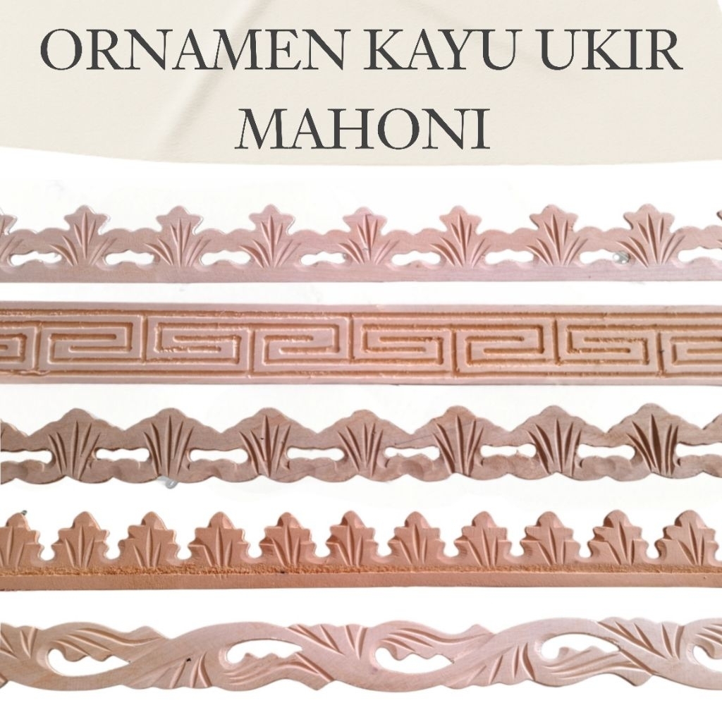 Ornamen Ukir Kayu Mahoni Asli Tempel 120 Cm | Lis Kayu Ukir Mahoni Tempel 120 Cm