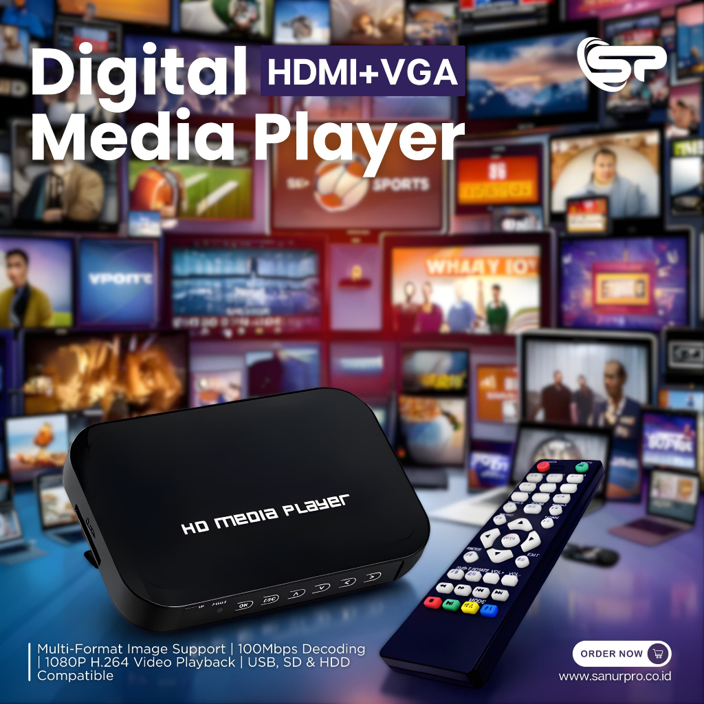 HDMI Media Player Full HD 1080P with HDMI + VGA -Media Player
