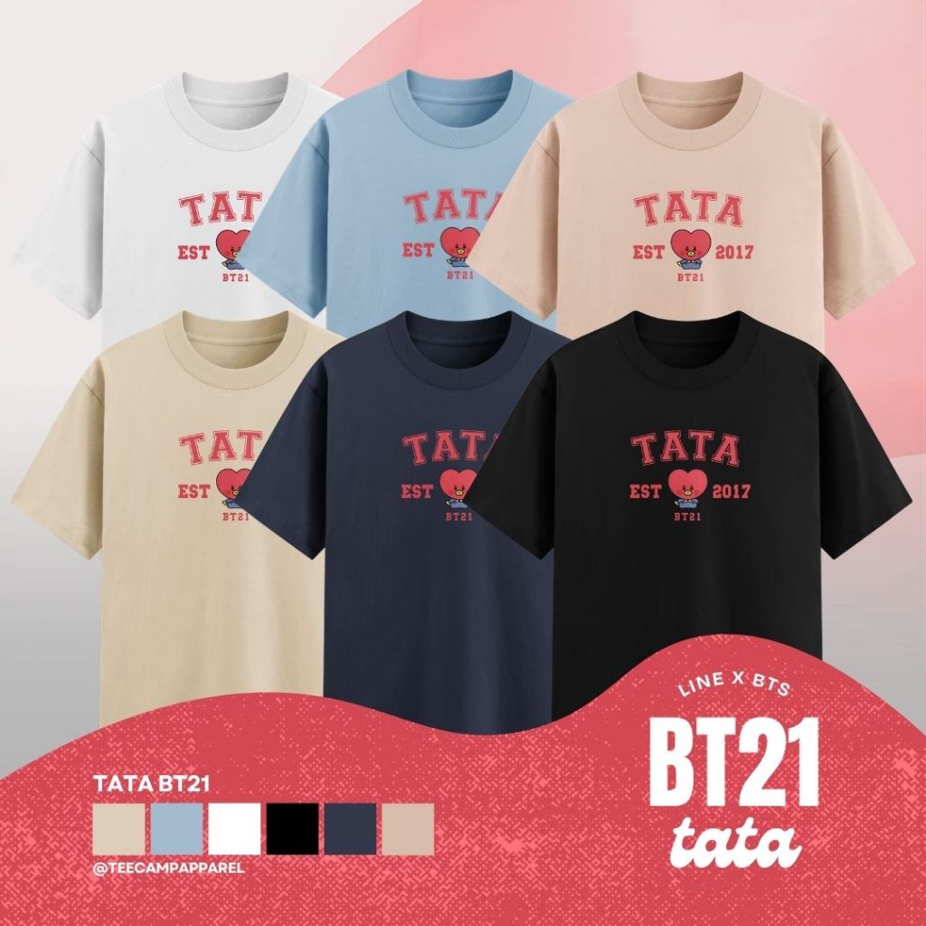 Kaos Tata BT21 x LINE FRIENDS Cotton Combed 30s Premium - Baju Karakter BT21 Uniqlo Style Unisex
