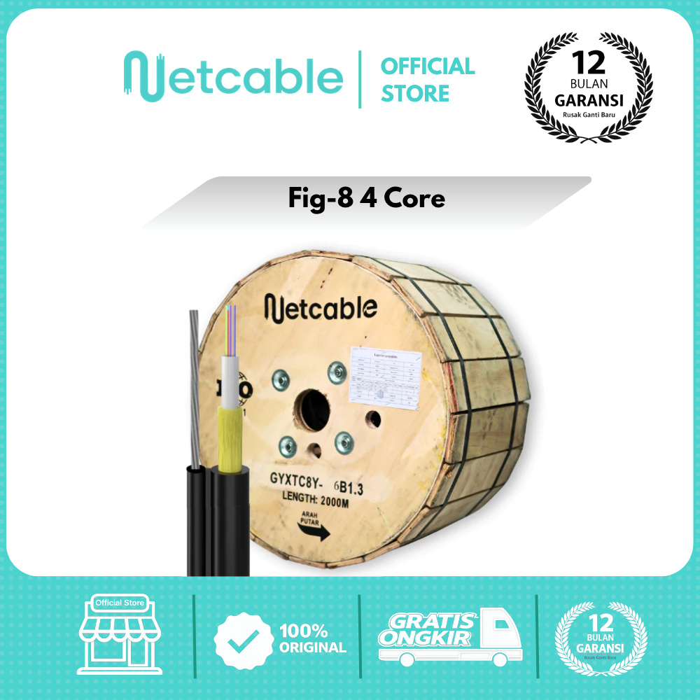 NETCABLE Kabel Fiber Optik Mini Fig 8 4 Core 1KM 2KM | Kabel FO Fig8