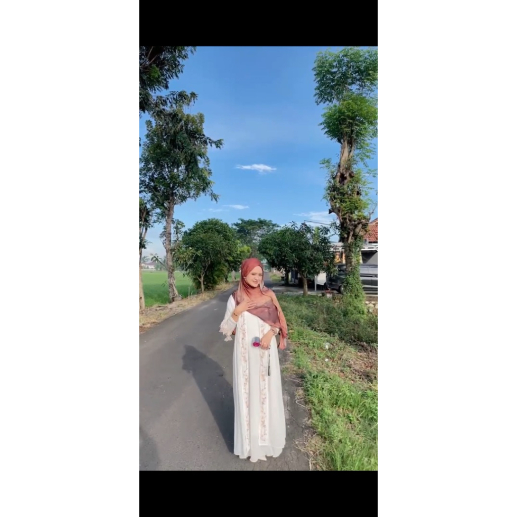 Preloved Abaya putih kupu kupu