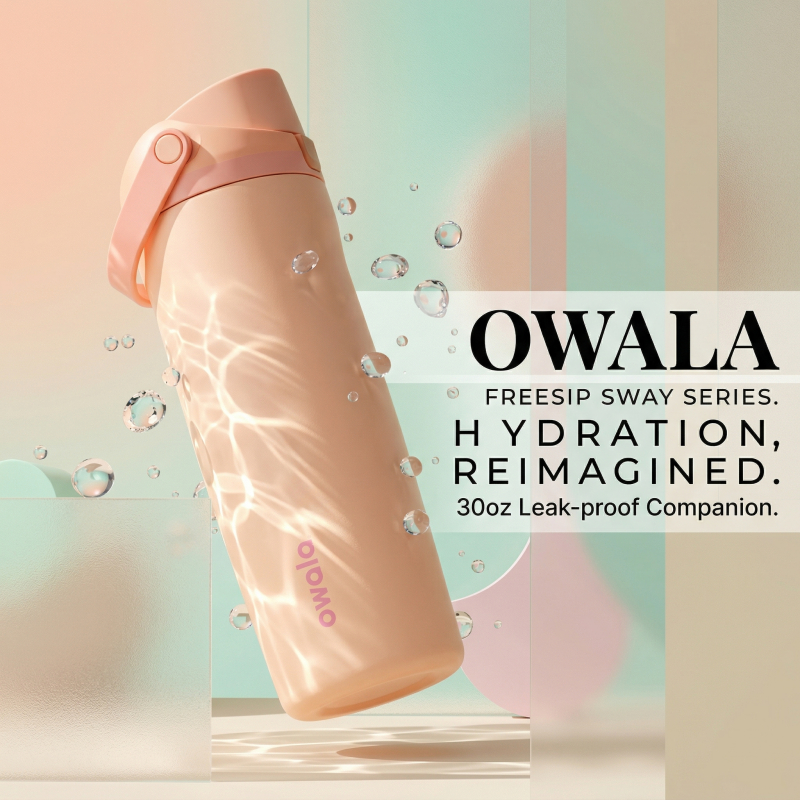 Owala Freesip Sway Botol Air Stainless Steel 30oz | Tahan Dingin 24 Jam | 2-in-1 Corong | Anti Bocor