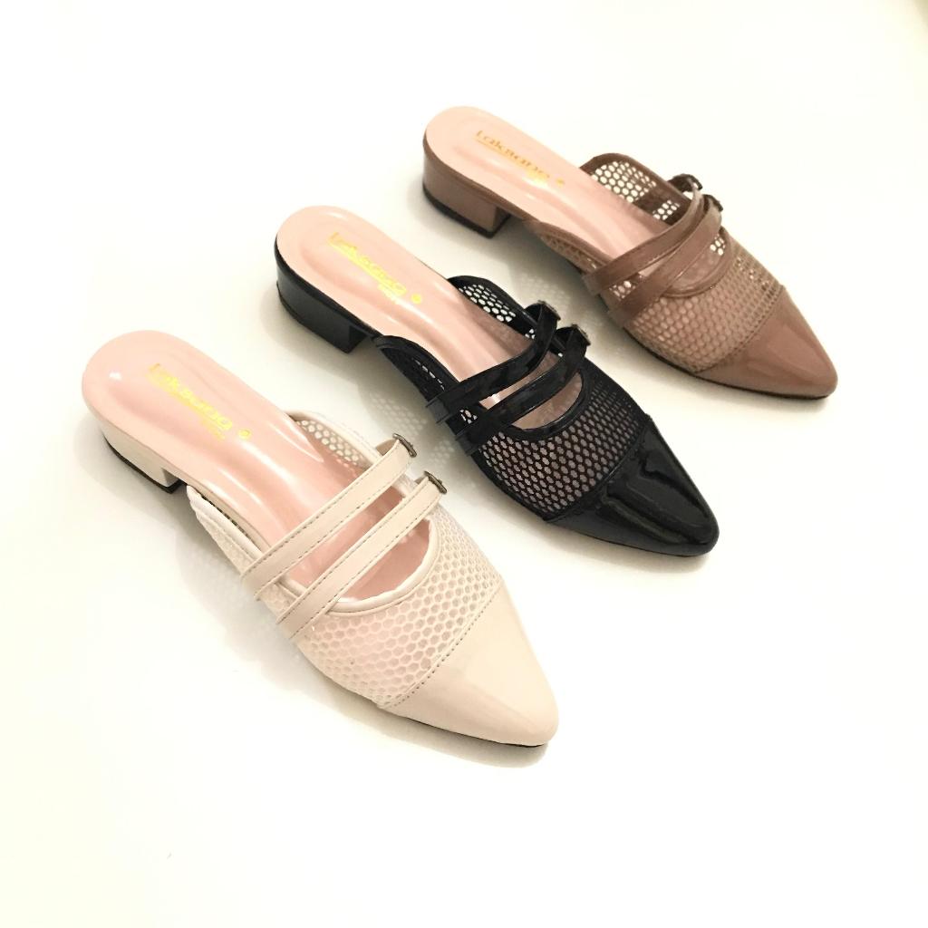 LAKSANA Sandal Wanita Heels Hak 3cm - Sandal Heels Jaring Lancip