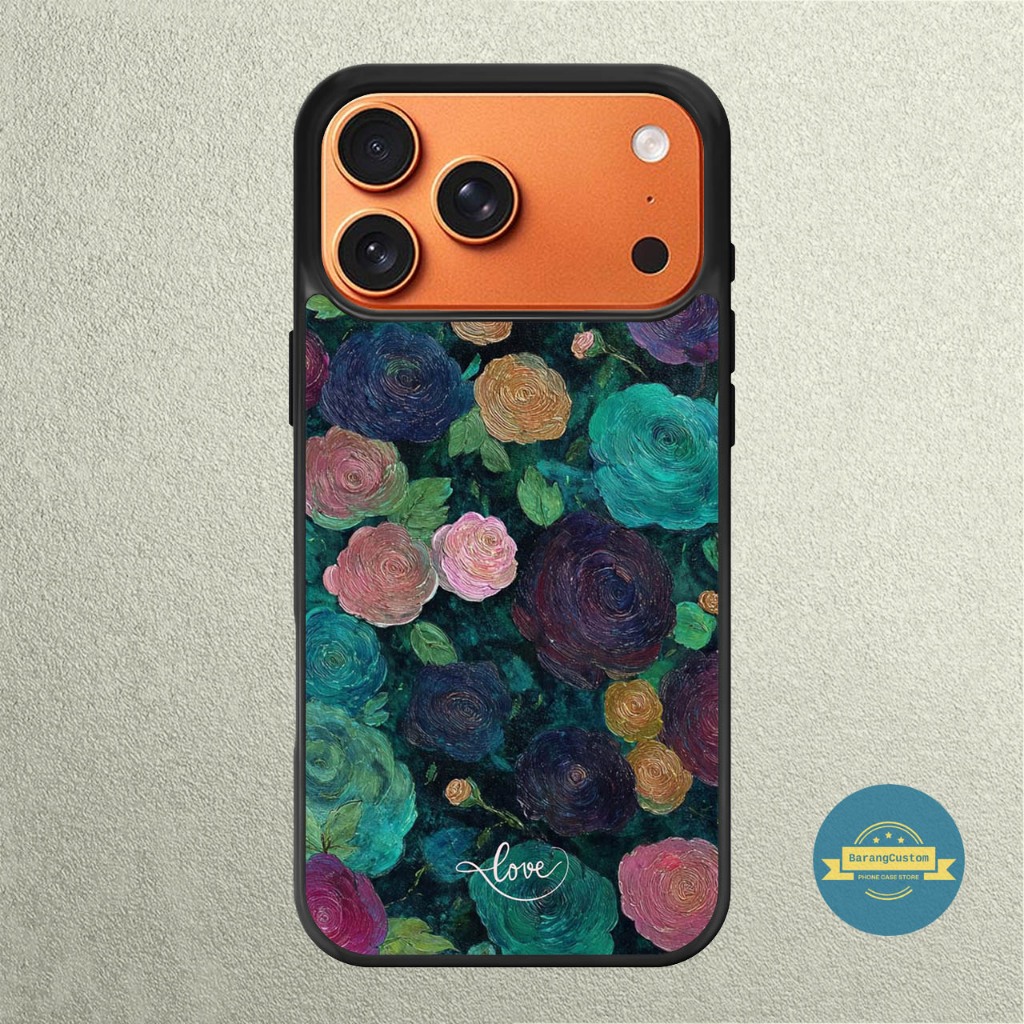 Case iPhone 17 16 15 14 13 12 11 Mini Plus Pro Max TPU Rubber Painting Art FLoral