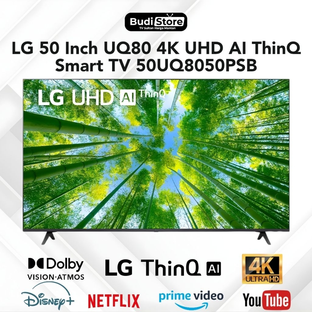 LG 50 Inch UQ80 4K UHD AI ThinQ Smart TV 50UQ8050PSB