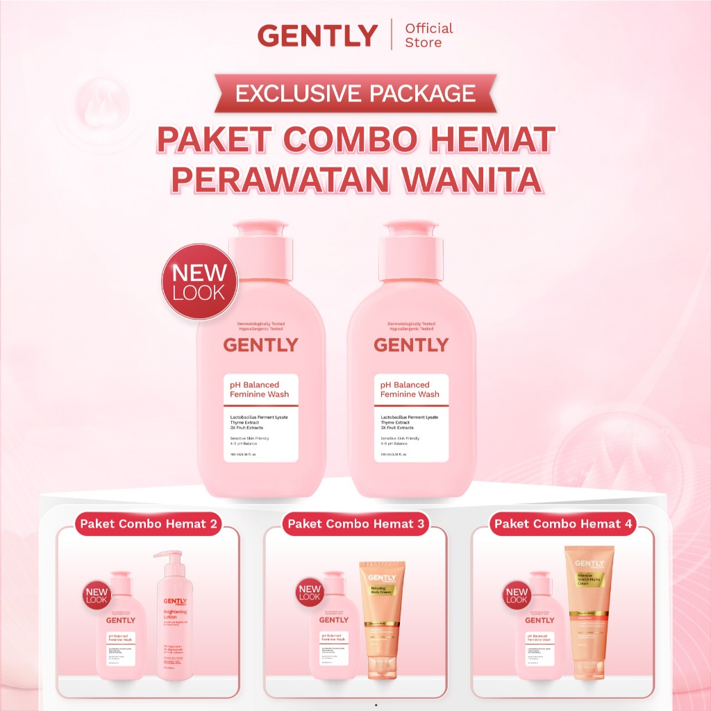 [EXCLUSIVE PACKAGE] GENTLY Paket Hemat Perawatan Wanita | Feminine Wash, Stretch Marks Cream, Relaxi