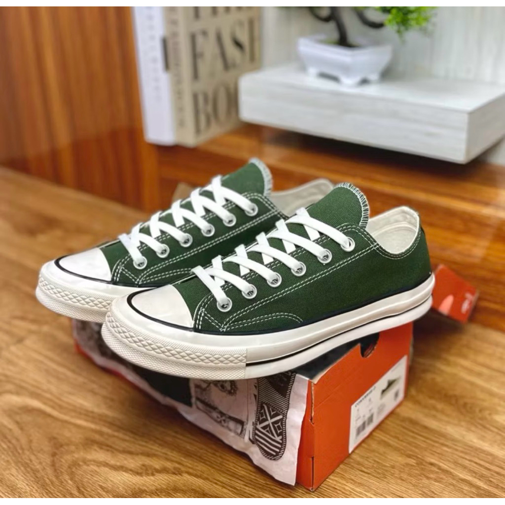 Sepatu Sneaker Converse 70s Chuck Taylor Green Army Low/Ox Premium BNIB Sneakers Pria Wanita Convers