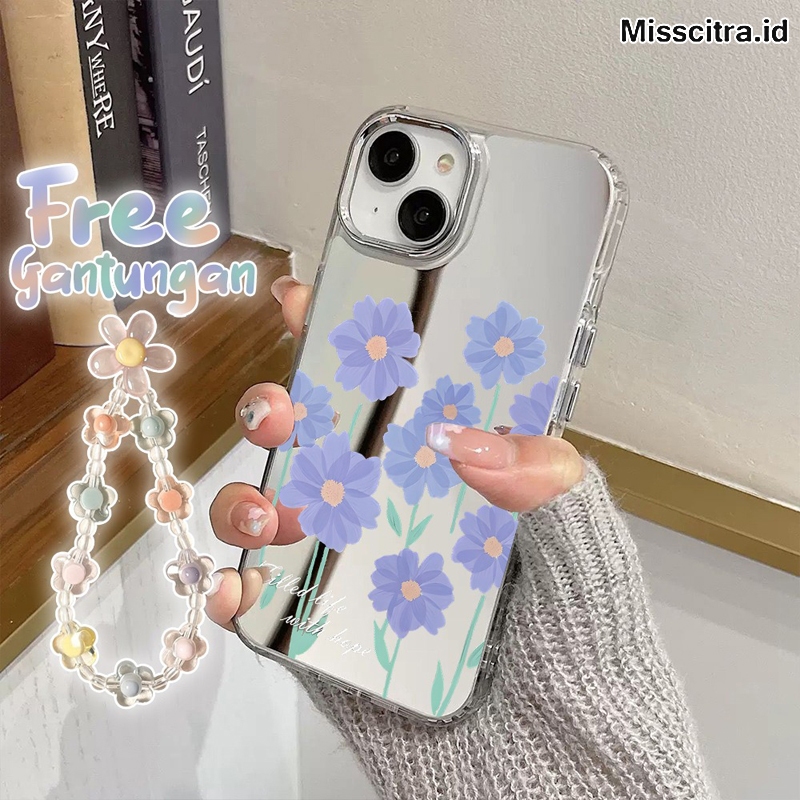 FREE CHARM LAVENDER FLOWERS MIRROR HEBE CASE FOR OPPO A3X A5 2025 A5X A6 A6X A9 A15 A16 A17 A18 A31 