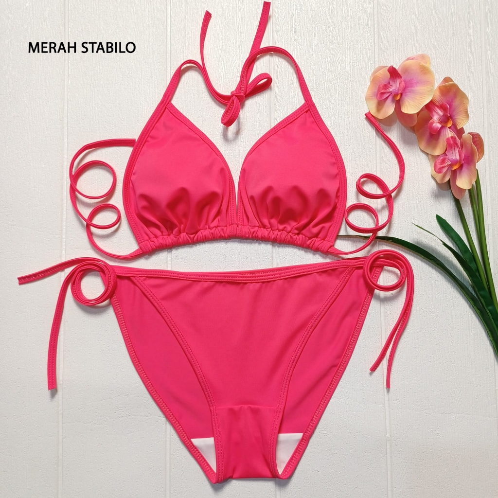 Youni777 - BI65 Bikini segitiga ikat bra ada spon