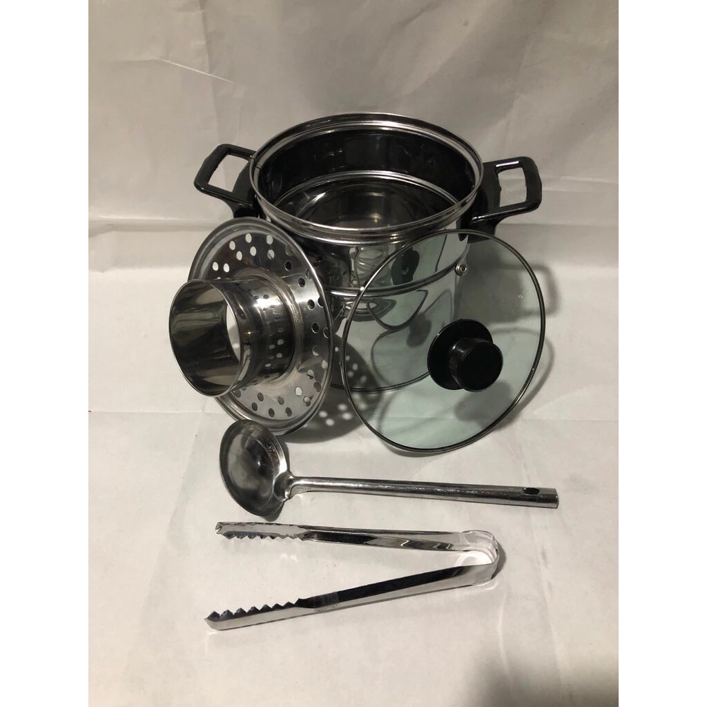 Dandang bakso mini 16cm Tutup kaca Pegangan anti panas stenlis Tebal