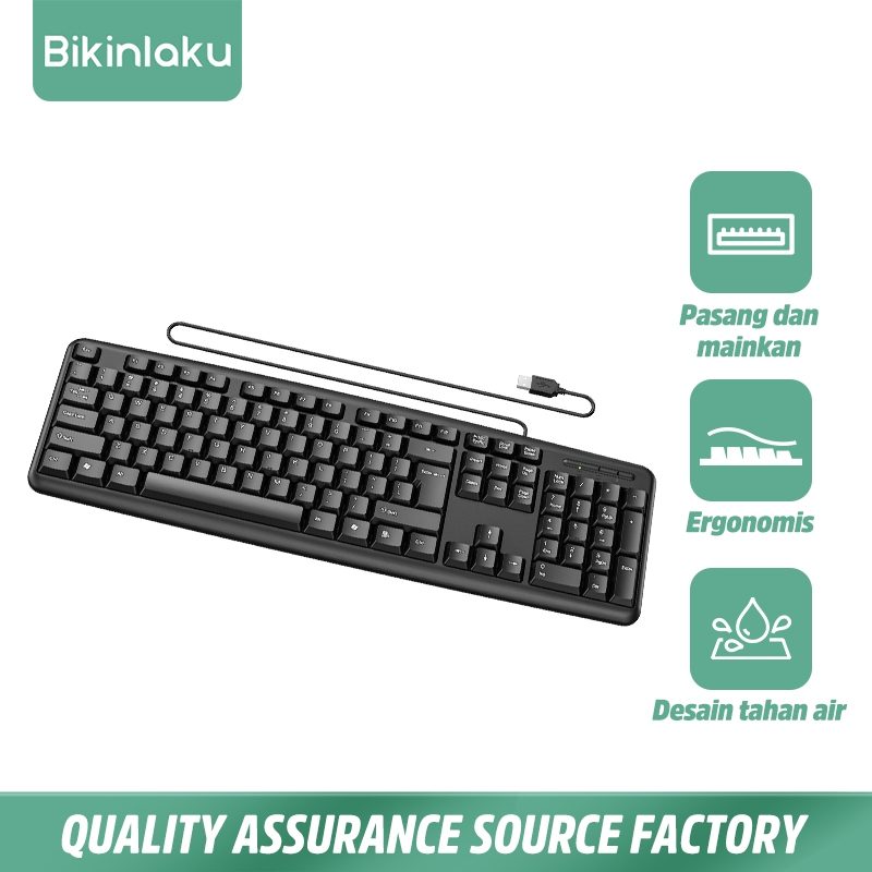 Bikinlaku  Keyboard Mouse Set Gaming Kabel USB Full Size 104 Key Portable Untuk PC Laptop 1.35M