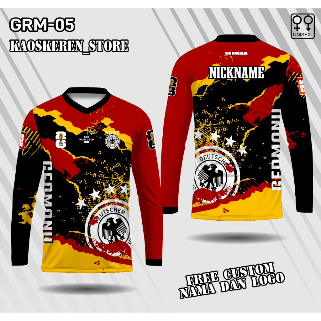 Jersey jerman Piala Dunia 2026 lengan panjang jersey fans Suporter Terbaru jerman baju world cup 202