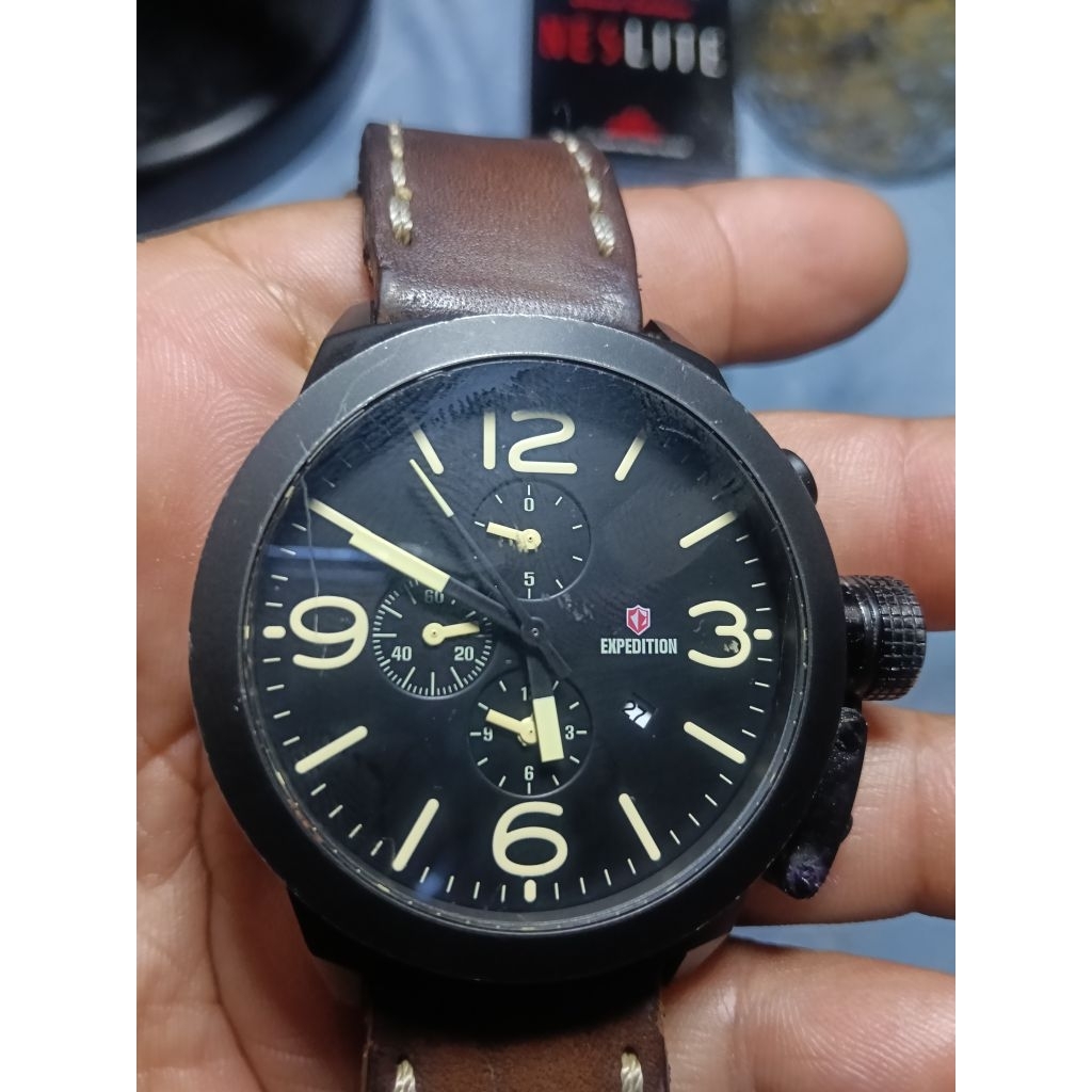 Jam Tangan Expedition E6339M strap kulit brown