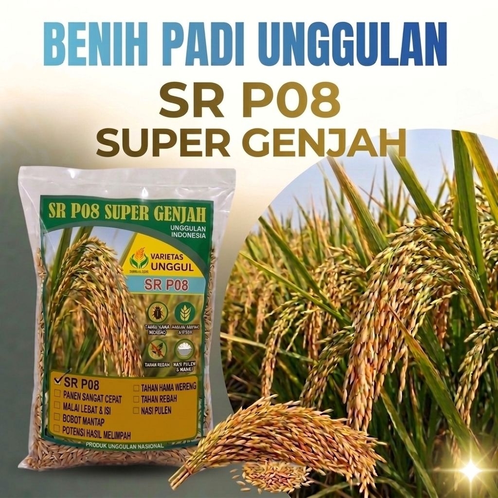 benih padi sr p08 kemasan 5kg padi cepat panen 75 hst