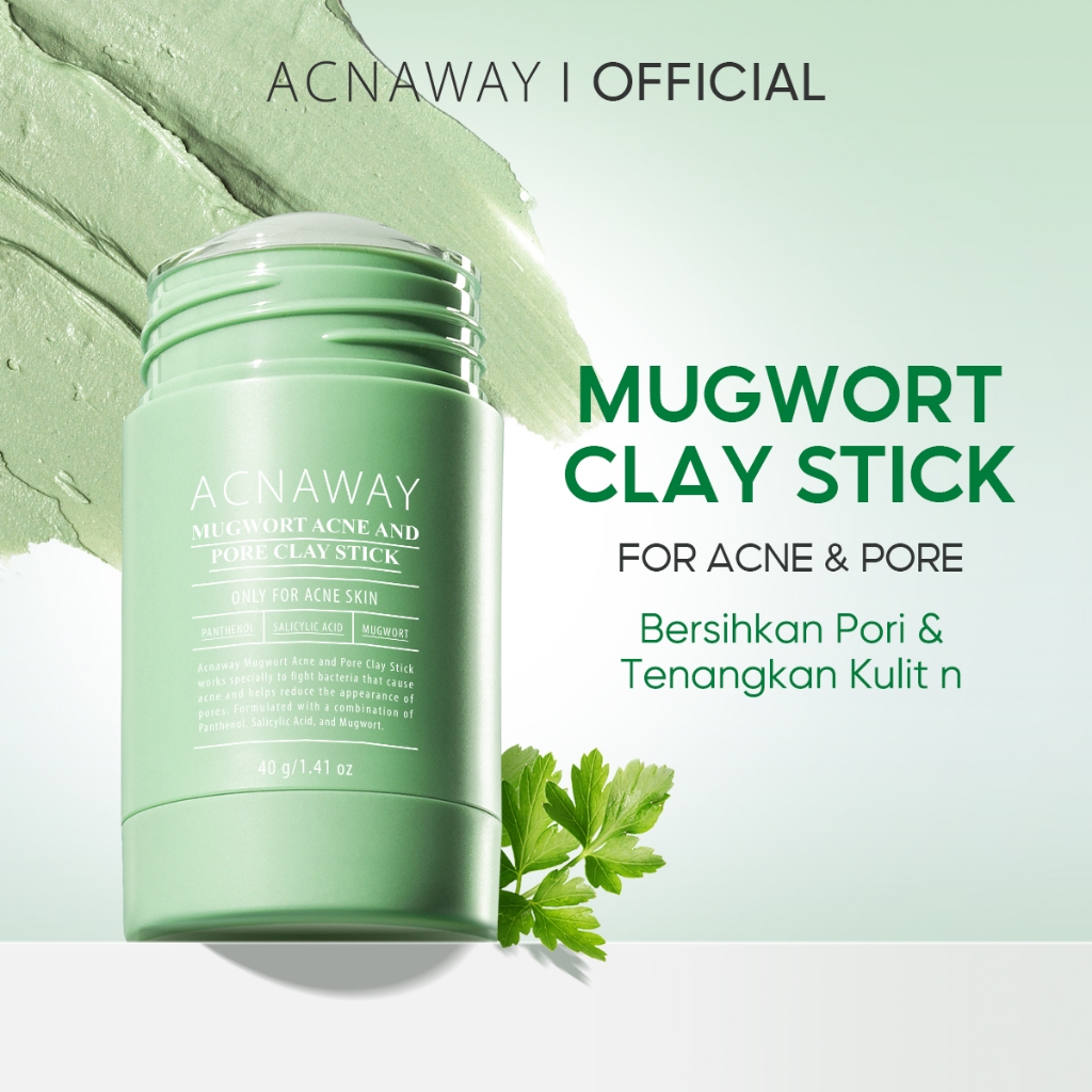 ACNAWAY Mugwort Acne & Pore Clay Mask Stick – Clay Stick Masker Wajah untuk Jerawat, Komedo, & Pori 