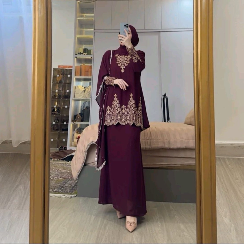 ONE SET SETELAN ROK CERUTY BABYDOL PREMIUM/ SETELAN ROK GAMIS MELAYU/ BAJU KURUNG MALAYSIA