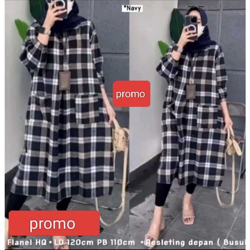 LONG TUNIK HALUS LEMBUT MOTIF KOTAK //TUNIK JUMBO//TUNIK TERBARRU
