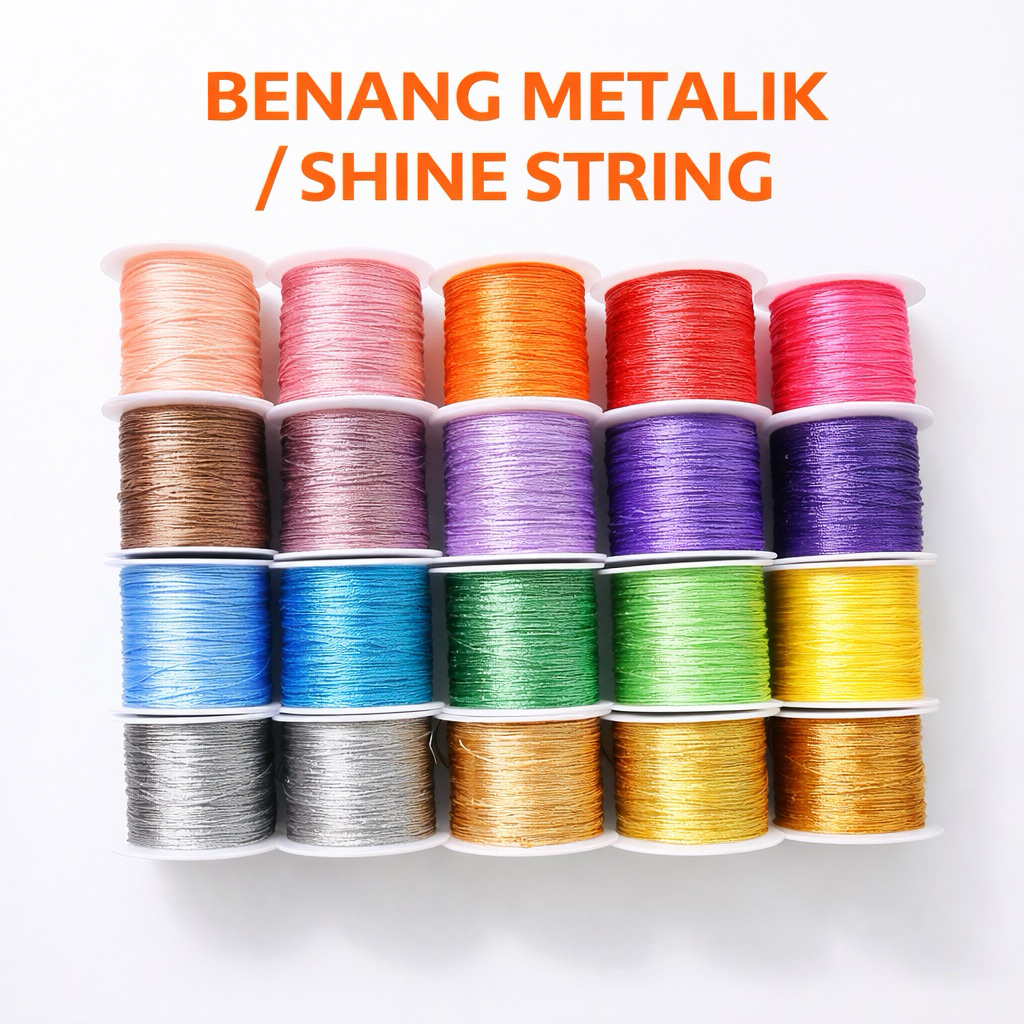 1 Roll Tali Shine String 0,8mm - 12 Helai | Tali Giok Metalik | DIY Kerajinan Aksesoris