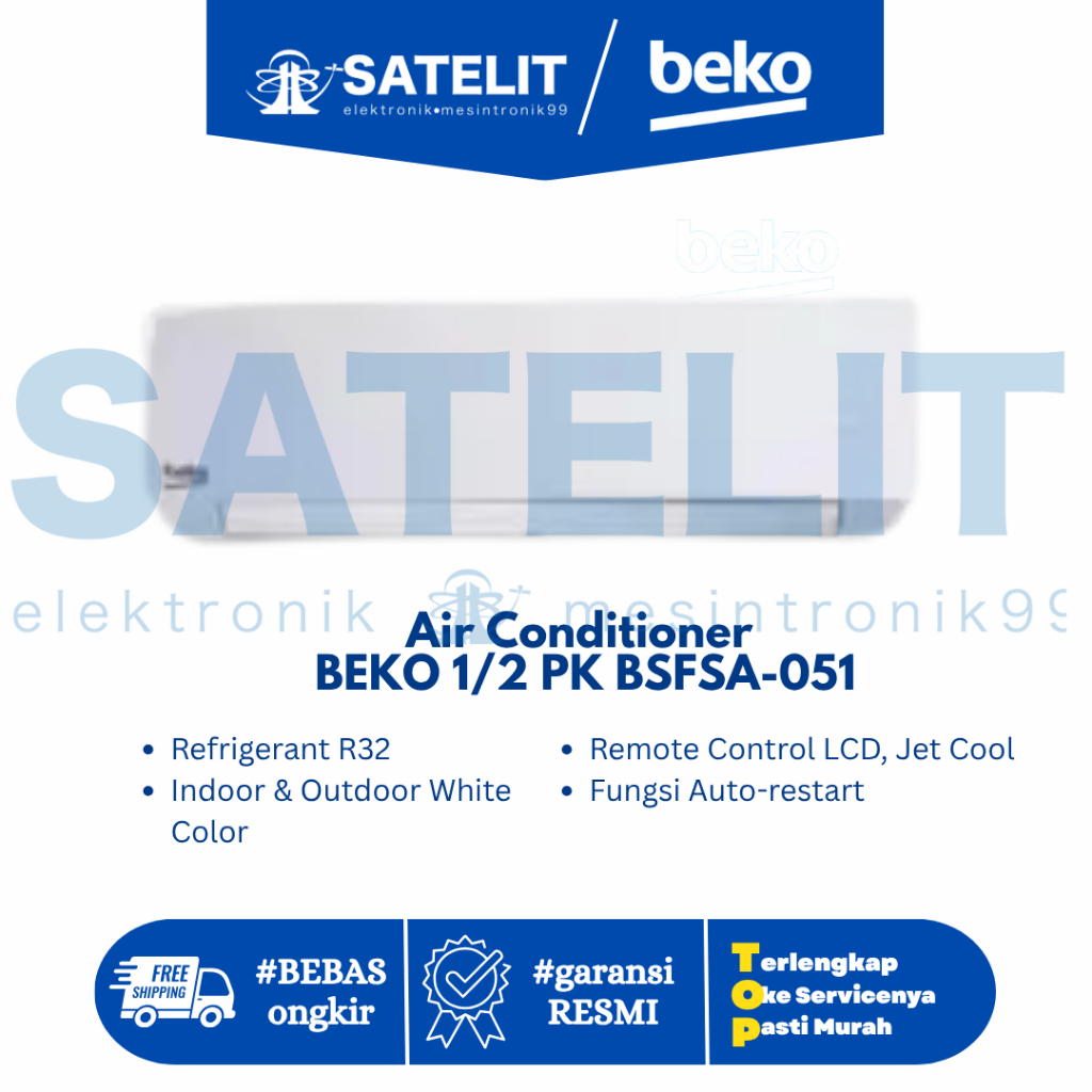 Air Conditioner BEKO 1/2 PK BSFSA-051 – AC Low Watt, Pendinginan Cepat, Garansi Resmi