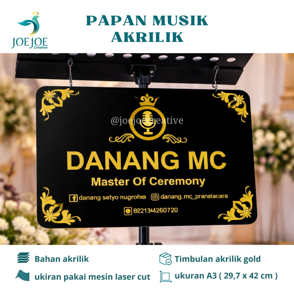 Papan musik akrilik cutom | Papan depan standbook | papan aesthetic | papan bahan akrilik ukuran A3