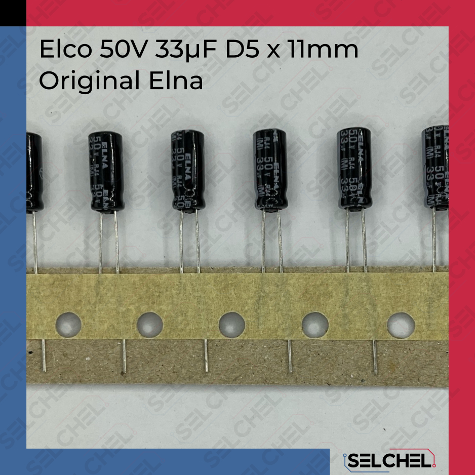 Elco 50V 33uF Original Elna D5 x 11mm Kapasitor Elektrolit Radial Audio PCB PSU Power Supply