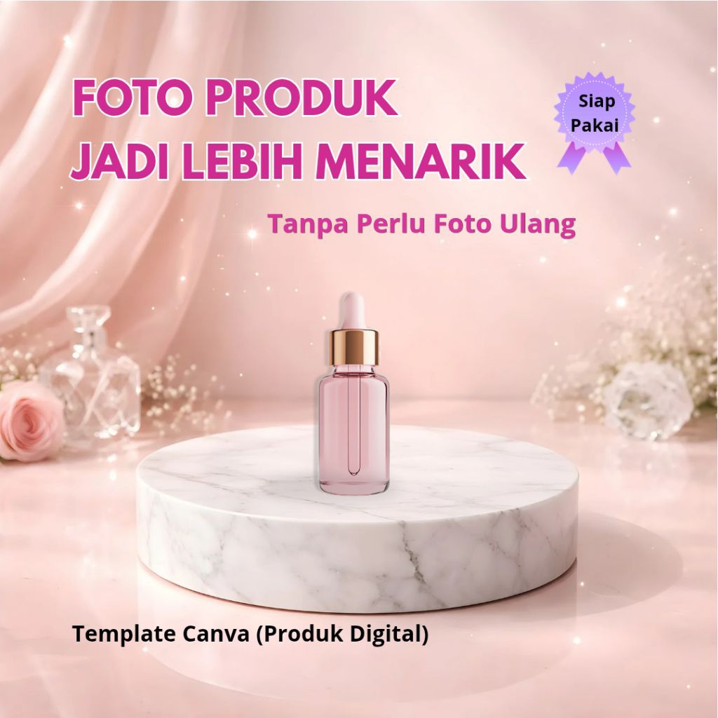 Background Foto Produk Skincare Pink Aesthetic HD | Template Canva untuk Jualan Shopee Instagram Fee