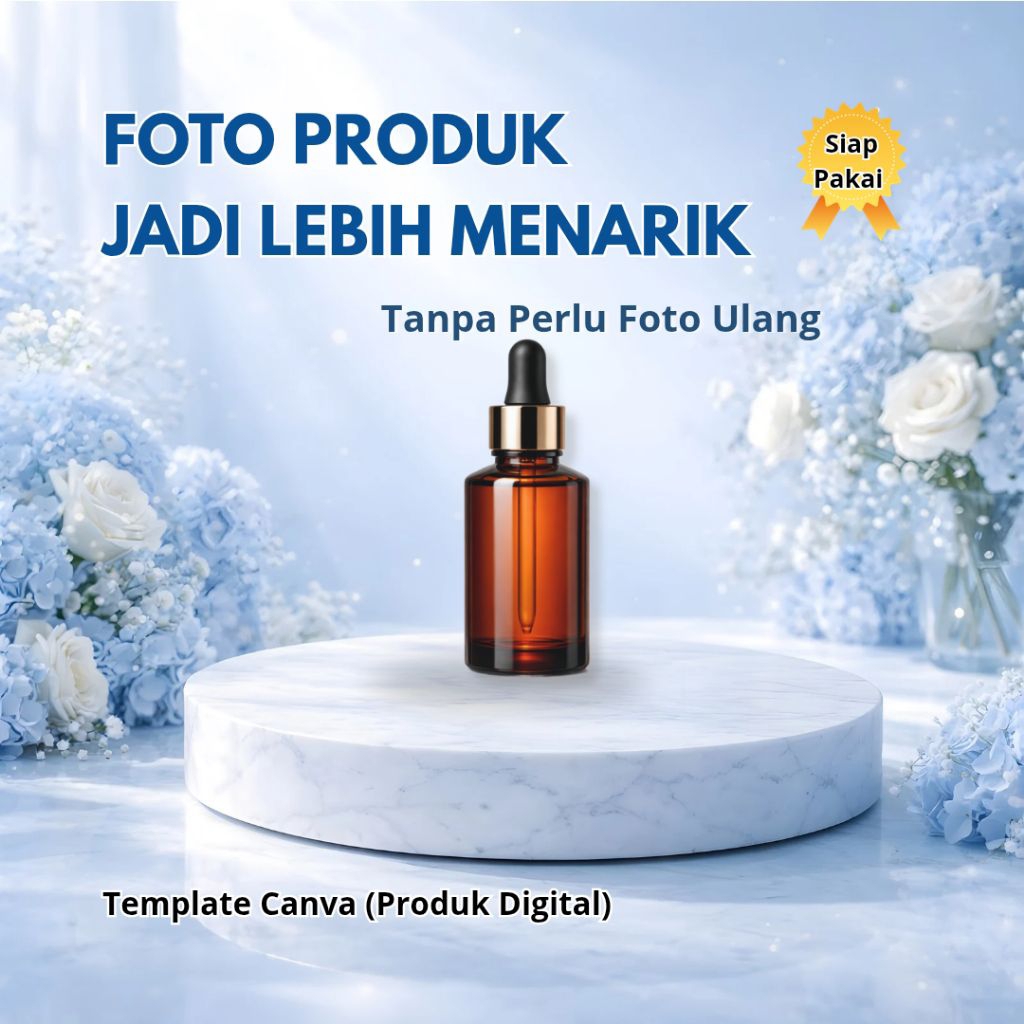 Background Foto Produk Skincare Blue Clean Aesthetic HD | Template Canva untuk Jualan Shopee Instagr