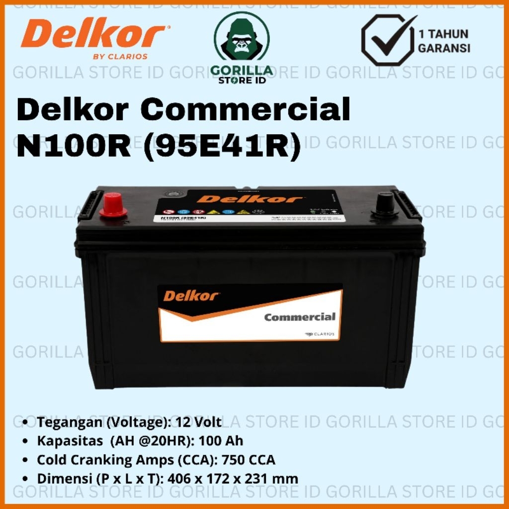 Delkor Commercial N100R (95E41R) - 100Ah CCA 750