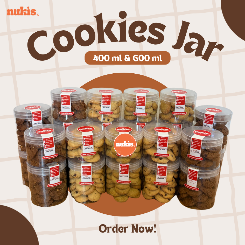 Cookies Jar Toples 600 ml dan 400 ml Choco Chip, Choco Peanut, Butter Chip, Klepon