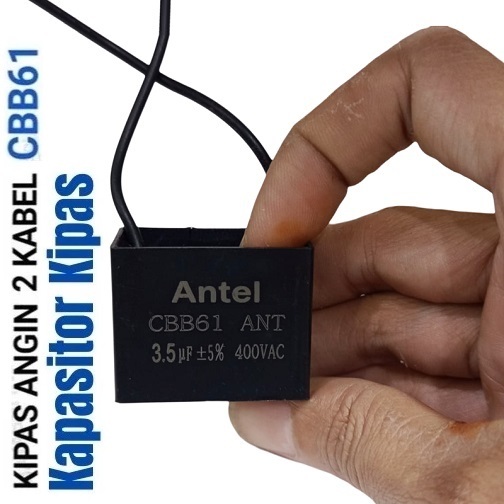 Capacitor 3,5/400V AC ANT CBB61 Kotak Kapasitor Kipas Angin Kotak Hitam 3,5uF 400V