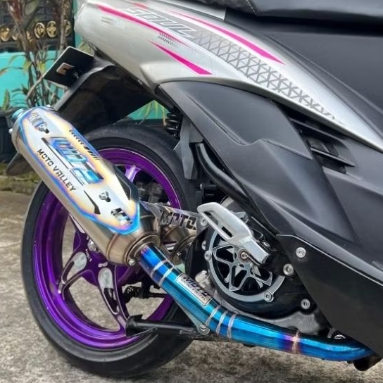 Knalpot Motovalley Racing type MHM-01 Blue Slip On 3baud inlet 28-38 out 38 pnp Mio sporty smile sou