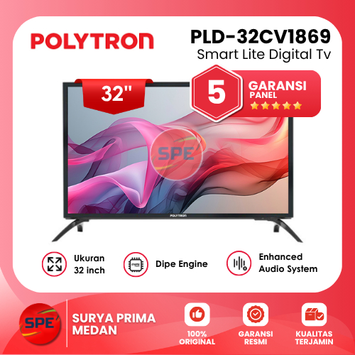 SMART LITE DIGITAL TV POLYTRON UKURAN 32 INCH PLD-32CV1869 ( GARANSI RESMI MEDAN )