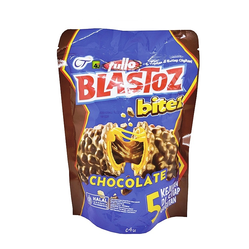 BLASTOZ Bitez - Mini Chocolate Crispy Caramel Wafer Roll - 80g POUCH