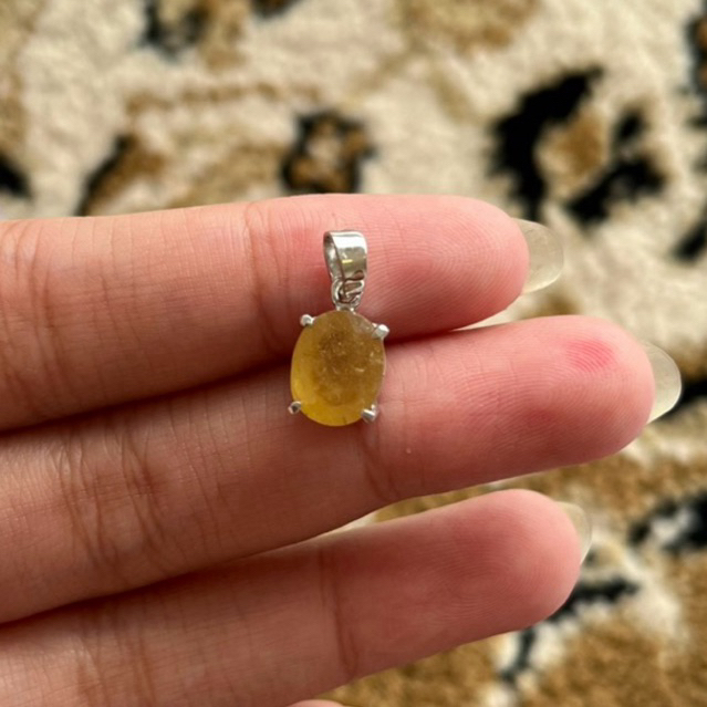 Liontin permata Natural Yellow Sapphire ring perak