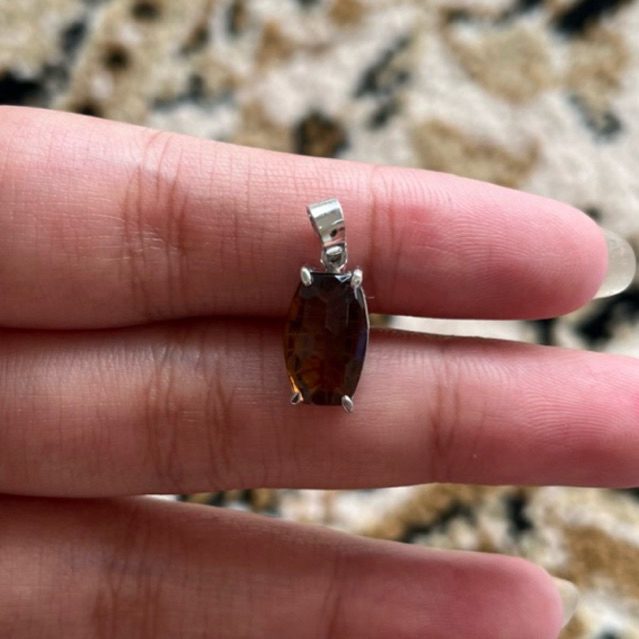 Liontin permata Natural Madeira Citrine ring perak