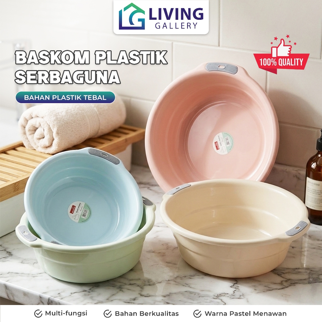 Baskom Cuci Serbaguna Baskom Bening Transparan Baskom Saringan Sayur Buah Bahan Premium