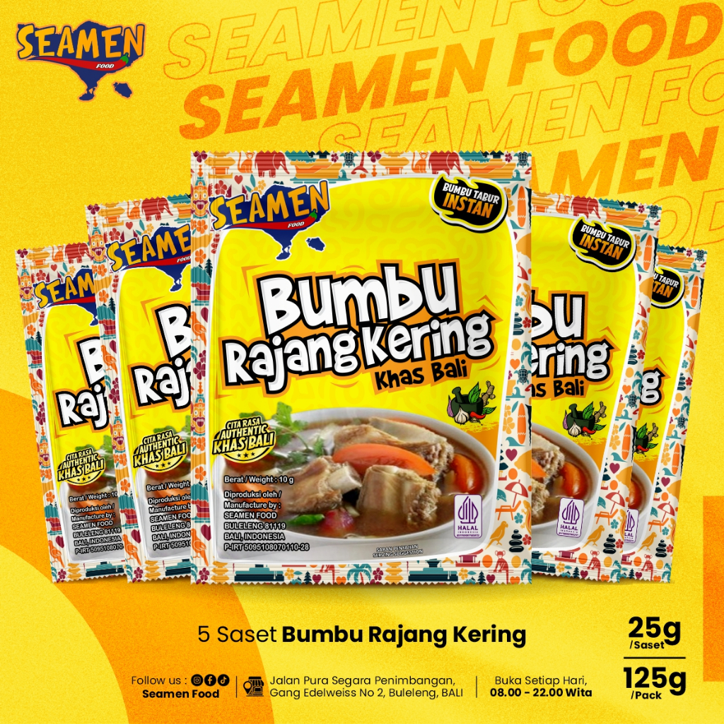 SEAMEN FOOD BUMBU RAJANG KERING KHAS BALI ISI 5 SASET.