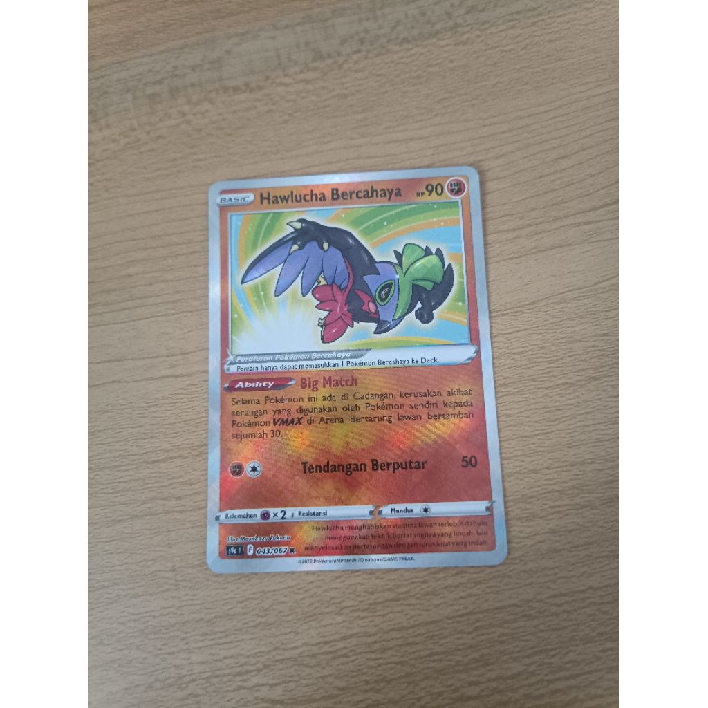 kartu pokemon Hawlucha Bercahaya Ori