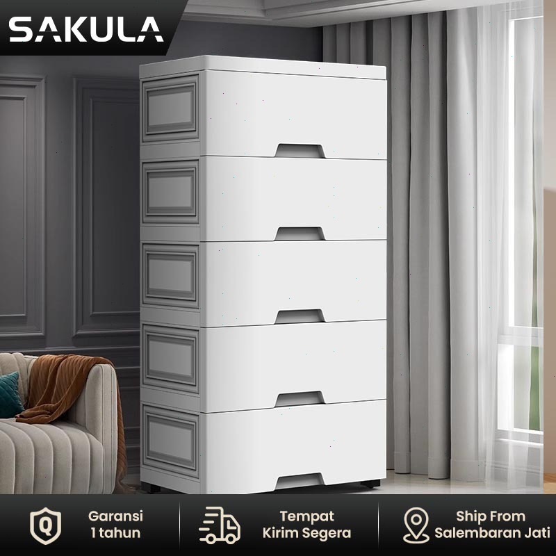 Sakula Lemari Pakaian Putih Plastik - Lemari Laci Plastik - Laci 3 4 5 6 Susun Putih Lemari Plastik