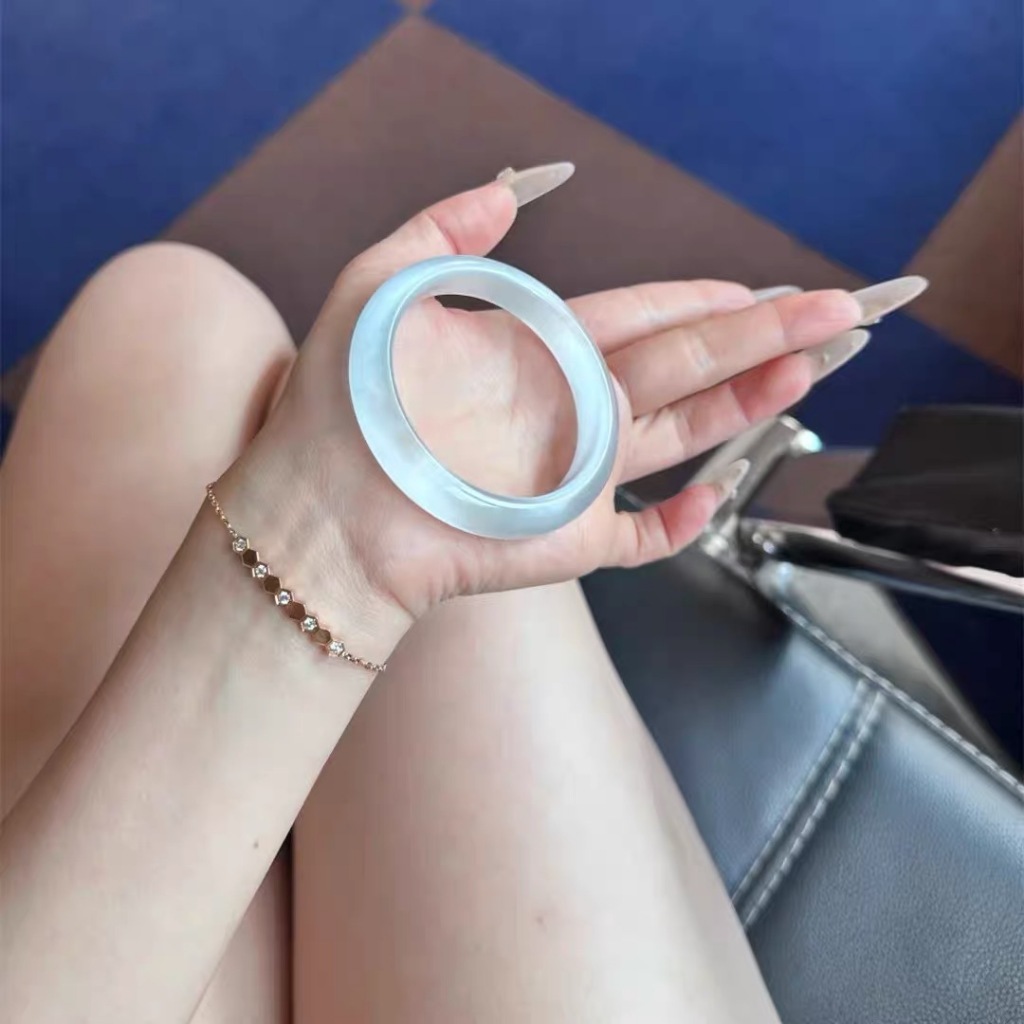 (COD)Gelang kristal biru es tinggi gelang kristal biru langit gelang giok laut batu akik biru giok k
