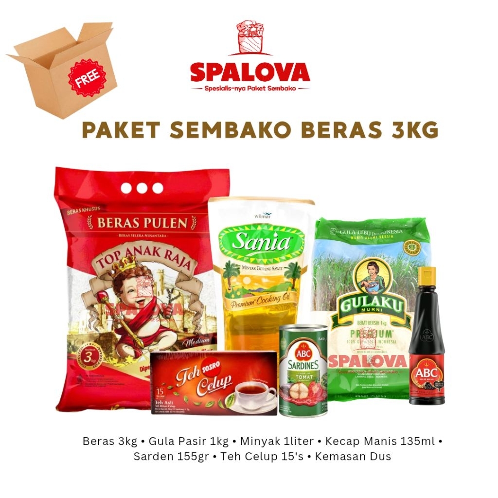 Paket Sembako Beras 3Kg Kemasan Dus