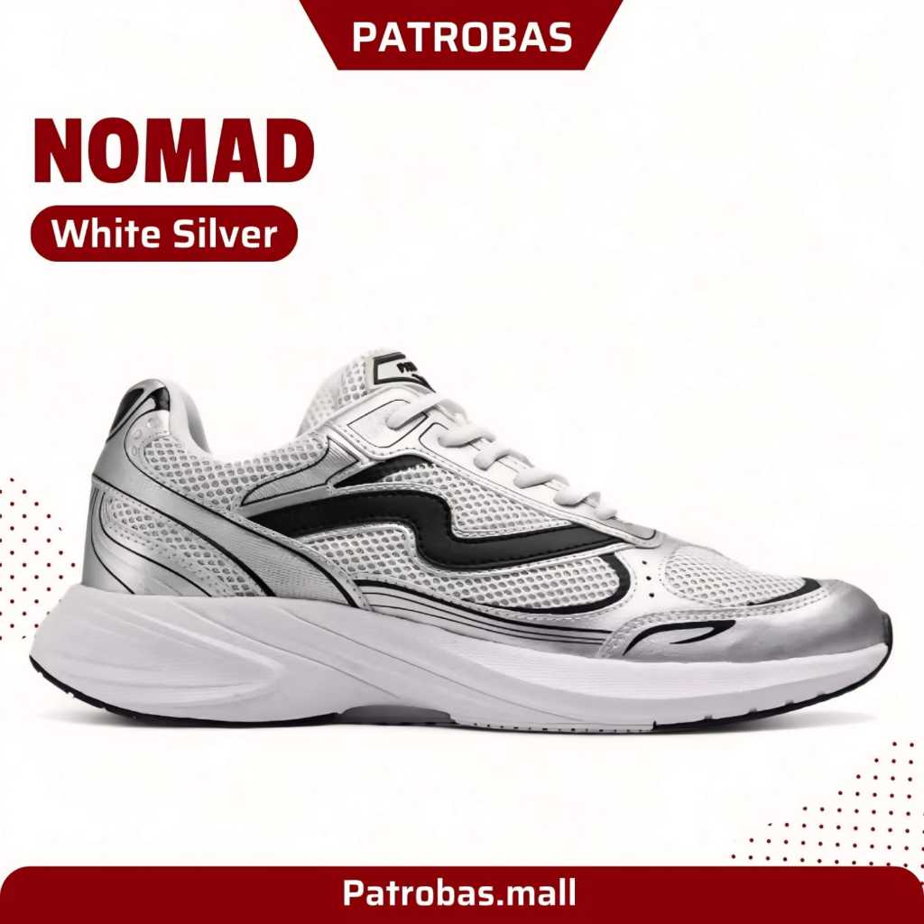 PATROBAS Nomad White Silver Original Sepatu Sneakers Casual Sport Pria Wanita