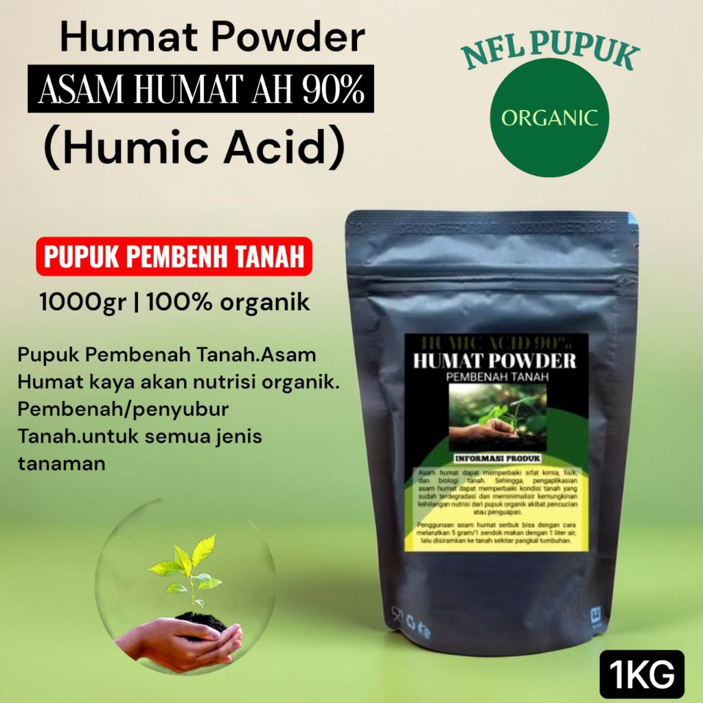 Pupuk Organik Asam Humat 1kg Humat Powder Humic Acid Pembenah Tanah Pupuk penyubur Tanah Untuk Pupuk
