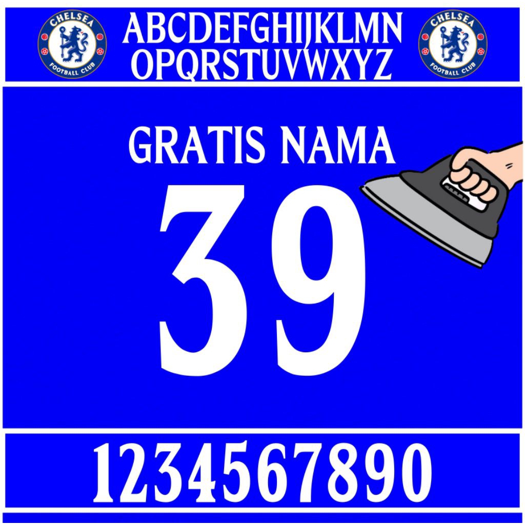 Sablon nama dan no punggung sablon setrika dtf | font CHELSEA
