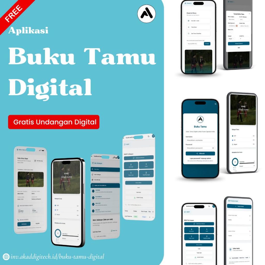 Aplikasi Web Buku Tamu Digital QR Code | Guestbook Online Check-in + RSVP & Undangan Digital Gratis