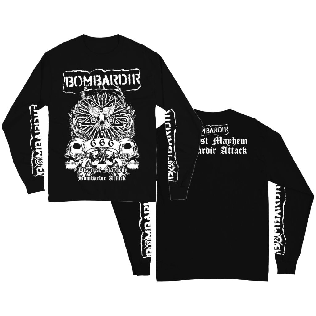 Kaos Band Punk Lengan Panjang Bombardir - Mayhem hitam