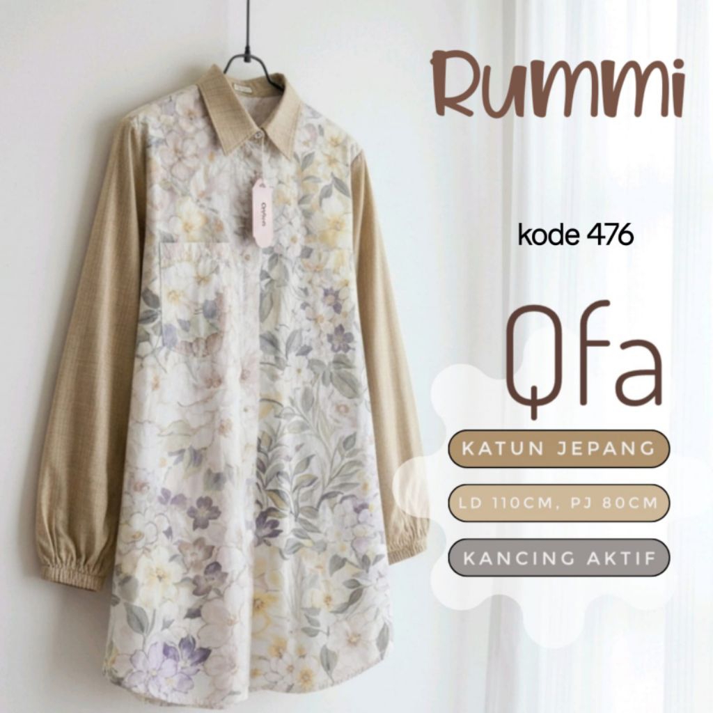Baju Atasan Wanita dewasa kekinian bahan Katun Jepang rummi
