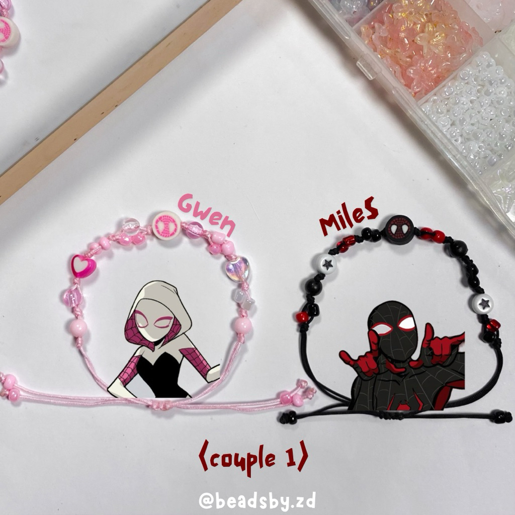 Gelang Couple Spiderman/Bracelet Couple Aesthetic Cewek Cowok Miles Gwen